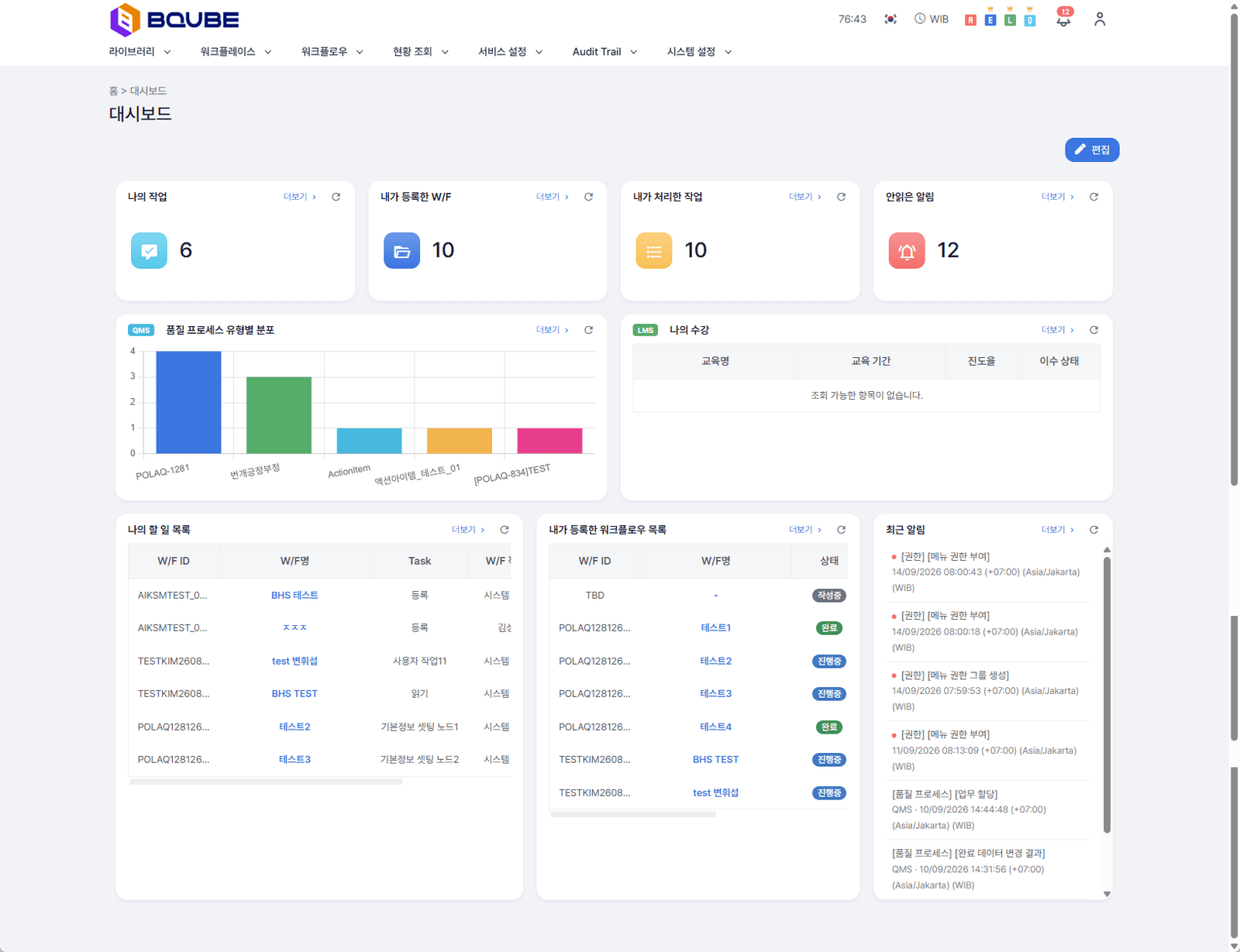 BQUBE 플랫폼 제품 화면